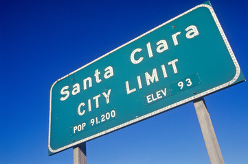 ÒSanta Clara City LimitÓ sign, Santa Clara, Silicon Valley, California