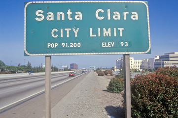 ÒSanta Clara City LimitÓ sign, Santa Clara, Silicon Valley, California
