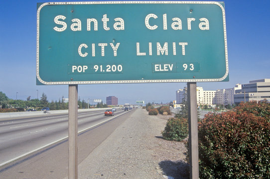 ÒSanta Clara City LimitÓ Sign, Santa Clara, Silicon Valley, California