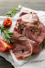 Raw meat on dark background