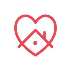 Stay at home campaign icon. House and heart linear pictogram. Stop coronavirus self isolation.