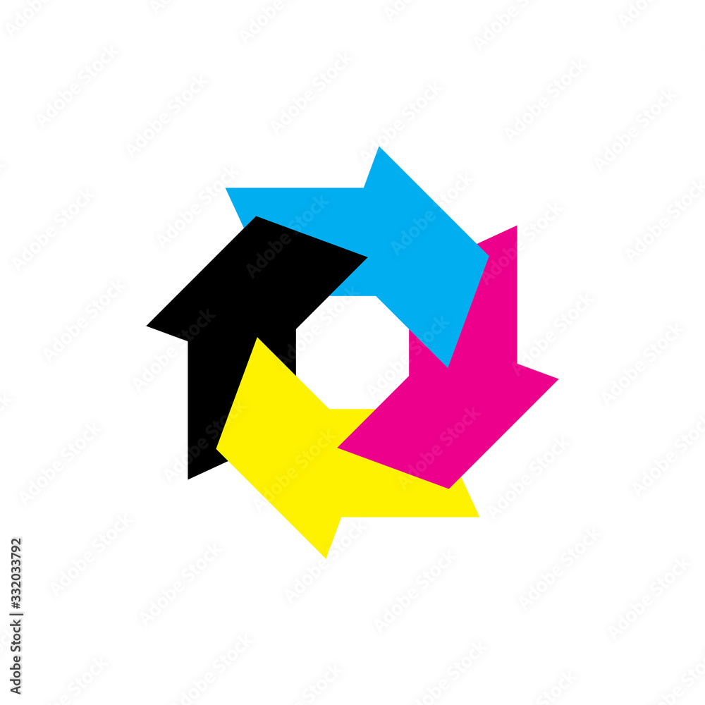 Wall mural Rotation CMYK Color logo design vector