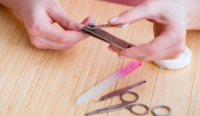 Beauty products nail care tools pedicure closeup