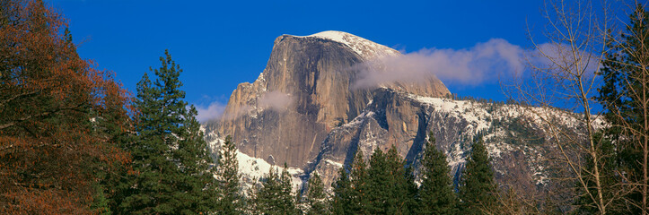 Panoramic view of Half Dome in Yosemite Valley National Park, California