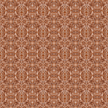 Mosaic Ethnic  Art. Brown, Ochra, Cepia Fabric. 