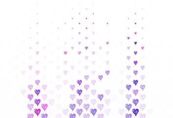 Light Purple vector pattern with colorful hearts.