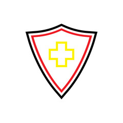 Shield with Plus Medical protection logo design vector