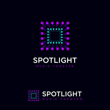 Spotlight Logo. Show, Musical Theater. Some Spots Are Like A Square. Light Show Logo.