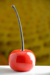 A perfect decorative cherry fruit up close