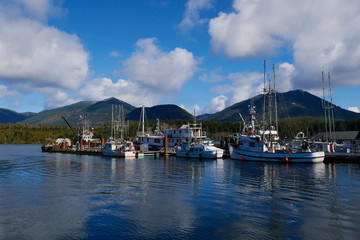 Boats moored in Ucluelet harbor
