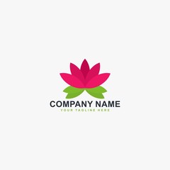 Lotus logo design vector. Beautiful flower illustration symbol. Plant, flower and leaf vector icons.