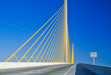 Fototapeta na wymiar Tampa Sunshine Skyway Bridge, world's longest cable-stayed concrete bridge, Tampa Bay, Florida