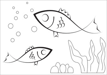 Coloring book two fish in the sea