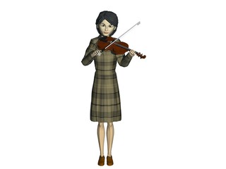 楽器を弾く女性・バイオリン