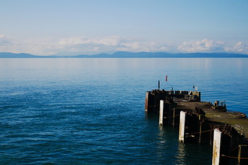 Vancouver ferry port pier with calm sea