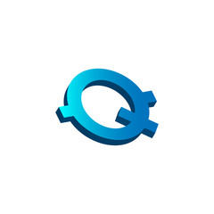 initial letter q logo prospective blue
