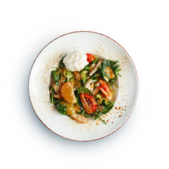 appetizing breakfast, gourmet restaurant dish is a classic serving.