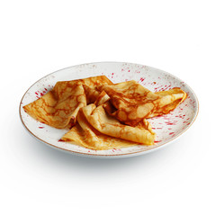 appetizing pancake with meat filling, exquisite restaurant dish breakfast is a classic serving.