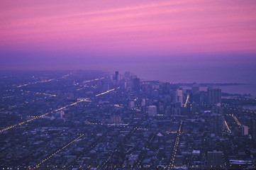Obraz premium The Chicago Skyline at Dawn, Chicago, Illinois