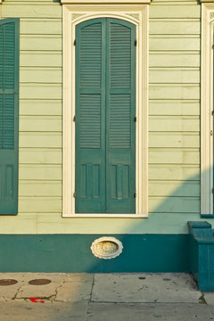 Old freshly painted doors in French Quarter near Bourbon Street in New Orleans, Louisiana