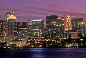 Fototapeta premium Skyline At Night, Boston, Massachusetts
