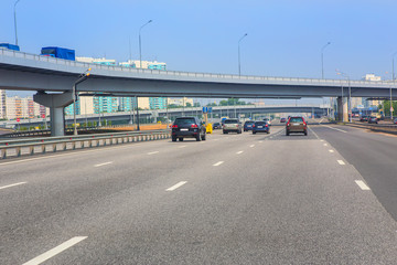 Car traffic on the road in the city