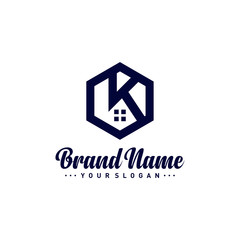 Letter K House logo vector template. Creative K Home logo design concepts. Icon symbol