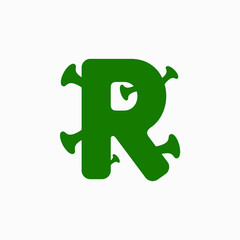 letter with virus and bacteria effect. coronavirus font