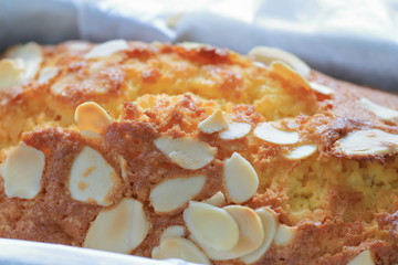 Pound cake with sliced almond