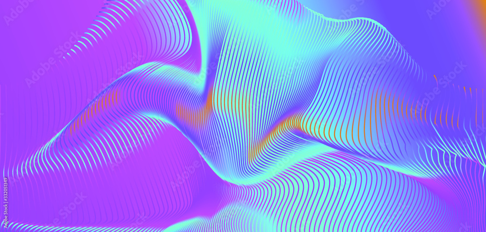 Aufkleber abstract geometric background with holographic waves.
