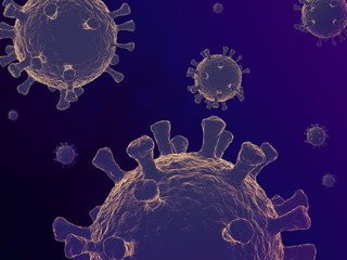 Coronavirus 2019-nCov novel coronavirus concept resposible for asian flu outbreak and coronaviruses influenza as dangerous flu strain cases as a pandemic. Microscope virus close up. 3d rendering.