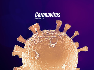 Coronavirus 2019-nCov novel coronavirus concept resposible for asian flu outbreak and coronaviruses influenza as dangerous flu strain cases as a pandemic. Microscope virus close up. 3d rendering.