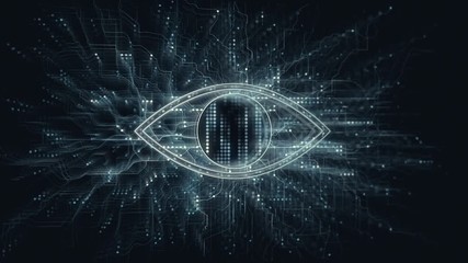 Cyberspace biometric camera for network technology in digital data. Eye scan identify concept animation. - Powered by Adobe