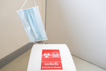 Dispose of the used mask in the infected trash.