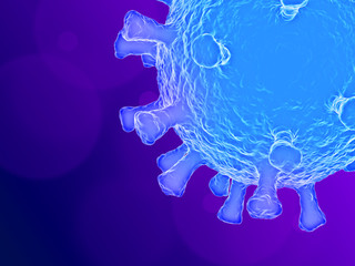 Coronavirus 2019-nCov novel coronavirus concept resposible for asian flu outbreak and coronaviruses influenza as dangerous flu strain cases as a pandemic. Microscope virus close up. 3d rendering.