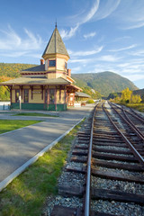 Fototapeta na wymiar Crawford Depot along the scenic train ride to Mount Washington, New Hampshire