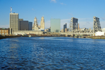 Fototapeta na wymiar Newark, NJ skyline from the river