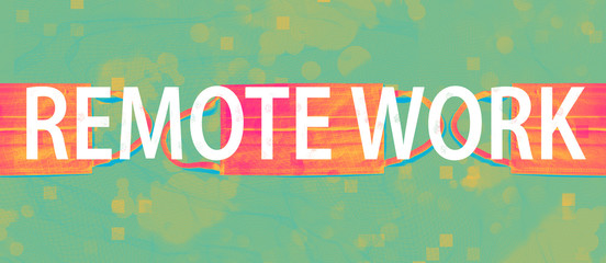 Obraz premium Remote Work theme with face mask on a duo tone background