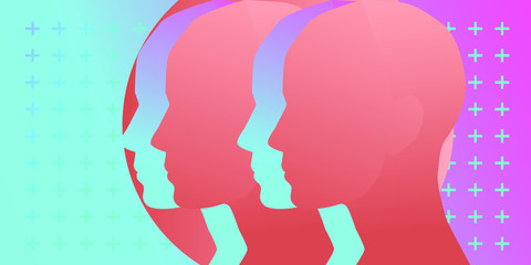 Silhouette of a head profile. Conceptual minimalist illustration of Artificial intelligence or Human Psychology.