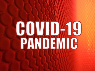 Covid-19 pandemic on a red background