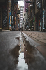 Water Reflection in Alley