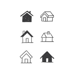 House doodle illustrations, hand drawn cute homes. Stay home campaign. #stayhome