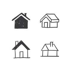 House doodle illustrations, hand drawn cute homes. Stay home campaign. #stayhome