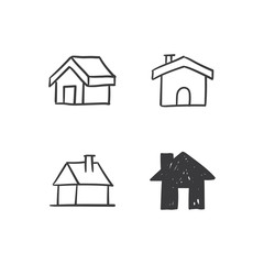 House doodle illustrations, hand drawn cute homes. Stay home campaign. #stayhome