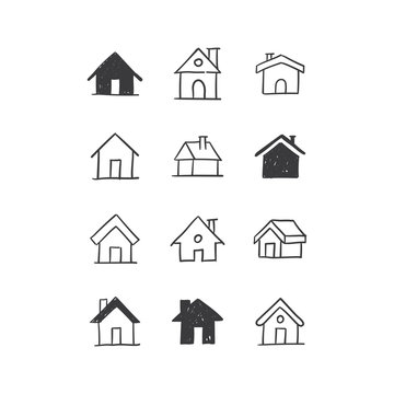 House doodle illustrations, hand drawn cute homes. Stay home campaign. #stayhome