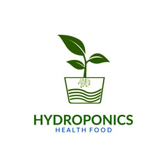 Hydroponics logo template, health food icon design - vector