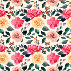 colorful watercolor floral seamless pattern