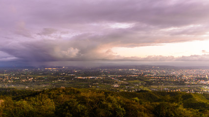 sunset onver the city