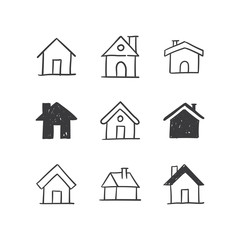 House doodle illustrations, hand drawn cute homes. Stay home campaign. #stayhome
