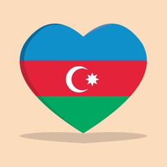 Fototapeta premium The national flag of azerbaijan love icon isolated on cream background vector illustration